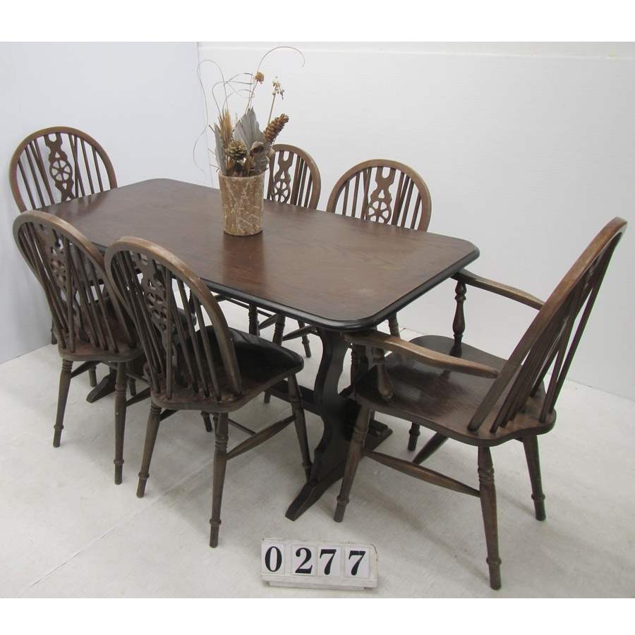 Rustic style table and 6 chairs to restore.