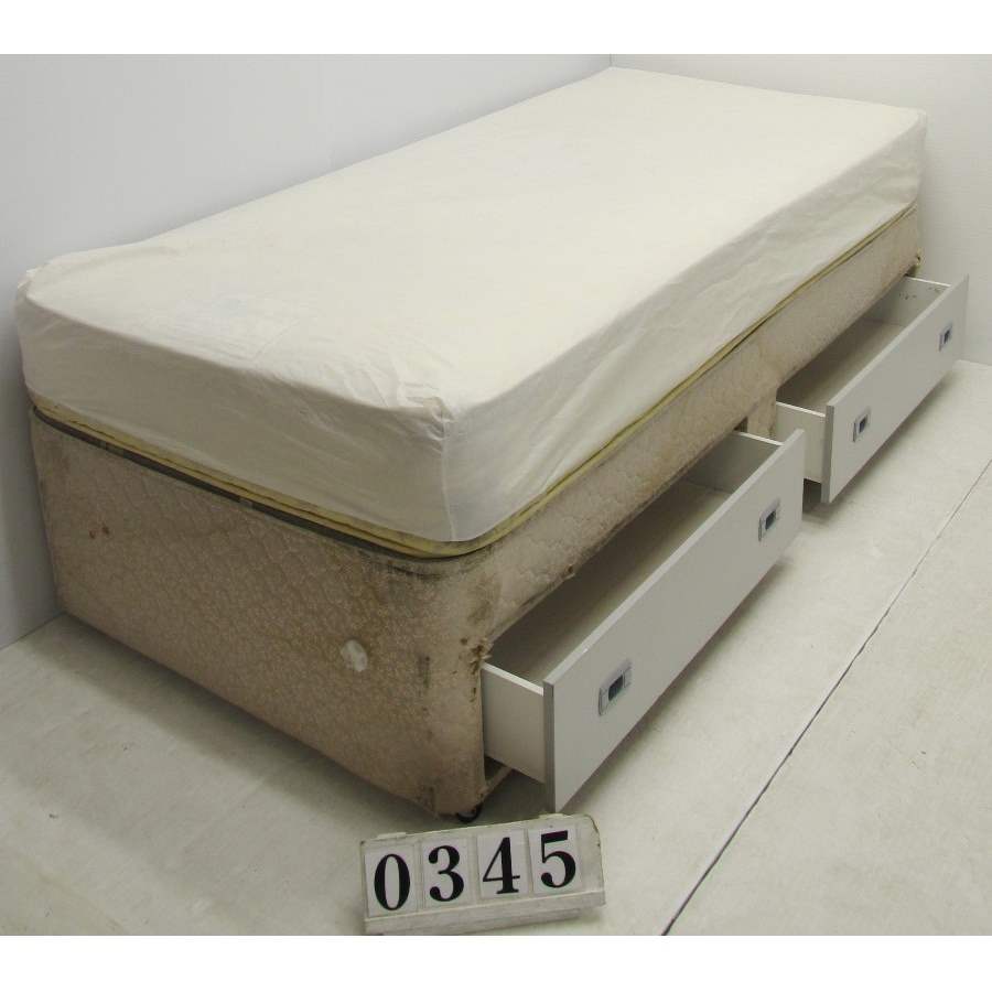 Au0345  Budget single 3ft bed with drawers and mattress.