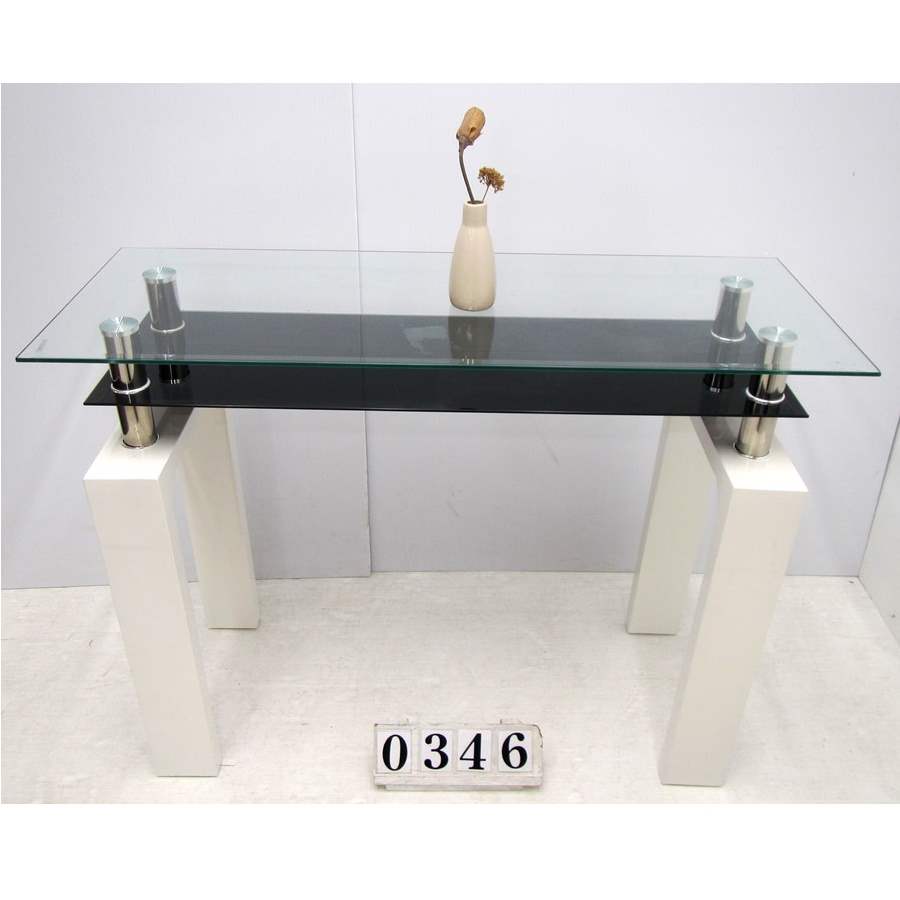 A0346  Harvey Normans glass top hall table.