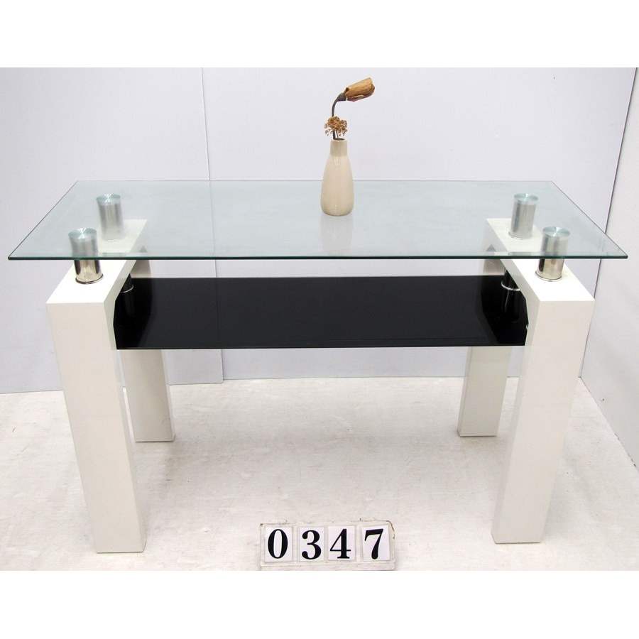 A0347  Harvey Normans glass top hall table.