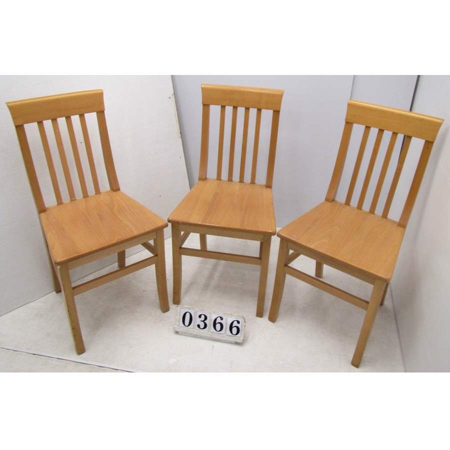 A0366  Set of three wooden chairs.