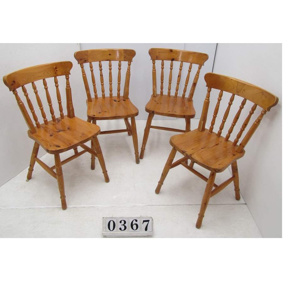 A0367  Set of four pine chairs.