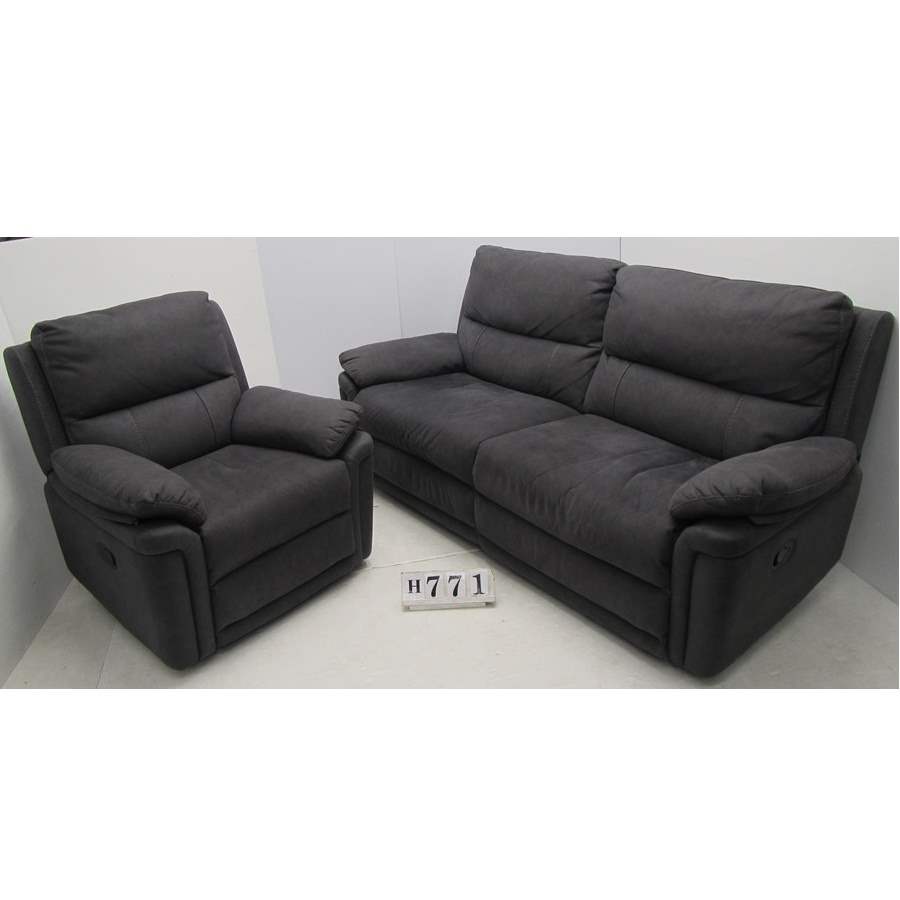 Beautiful two piece grey recliner suite.